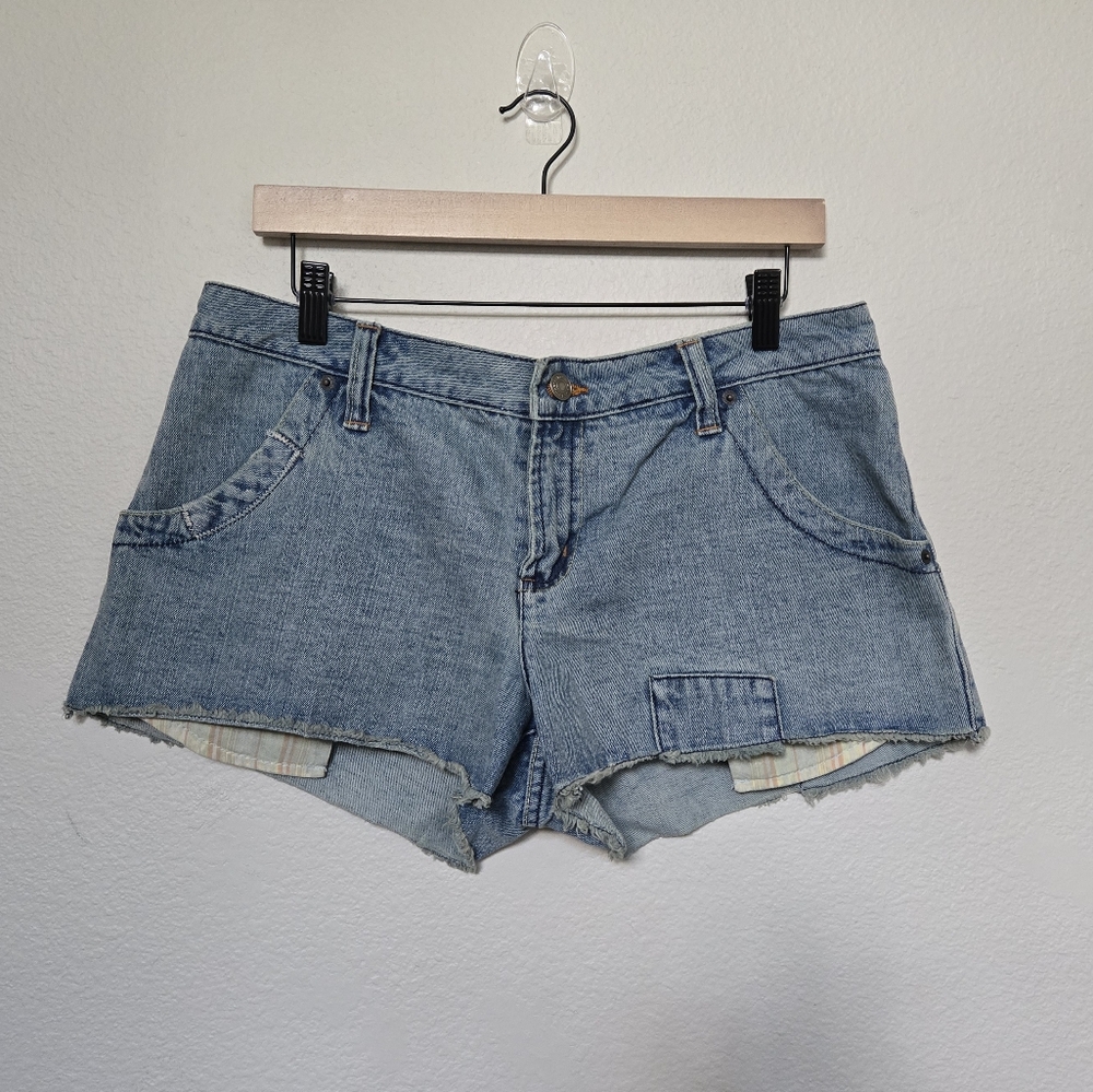 Y2K No Boundaries Denim Blue Low Rise Micro Short Shorts Size 15 Juniors